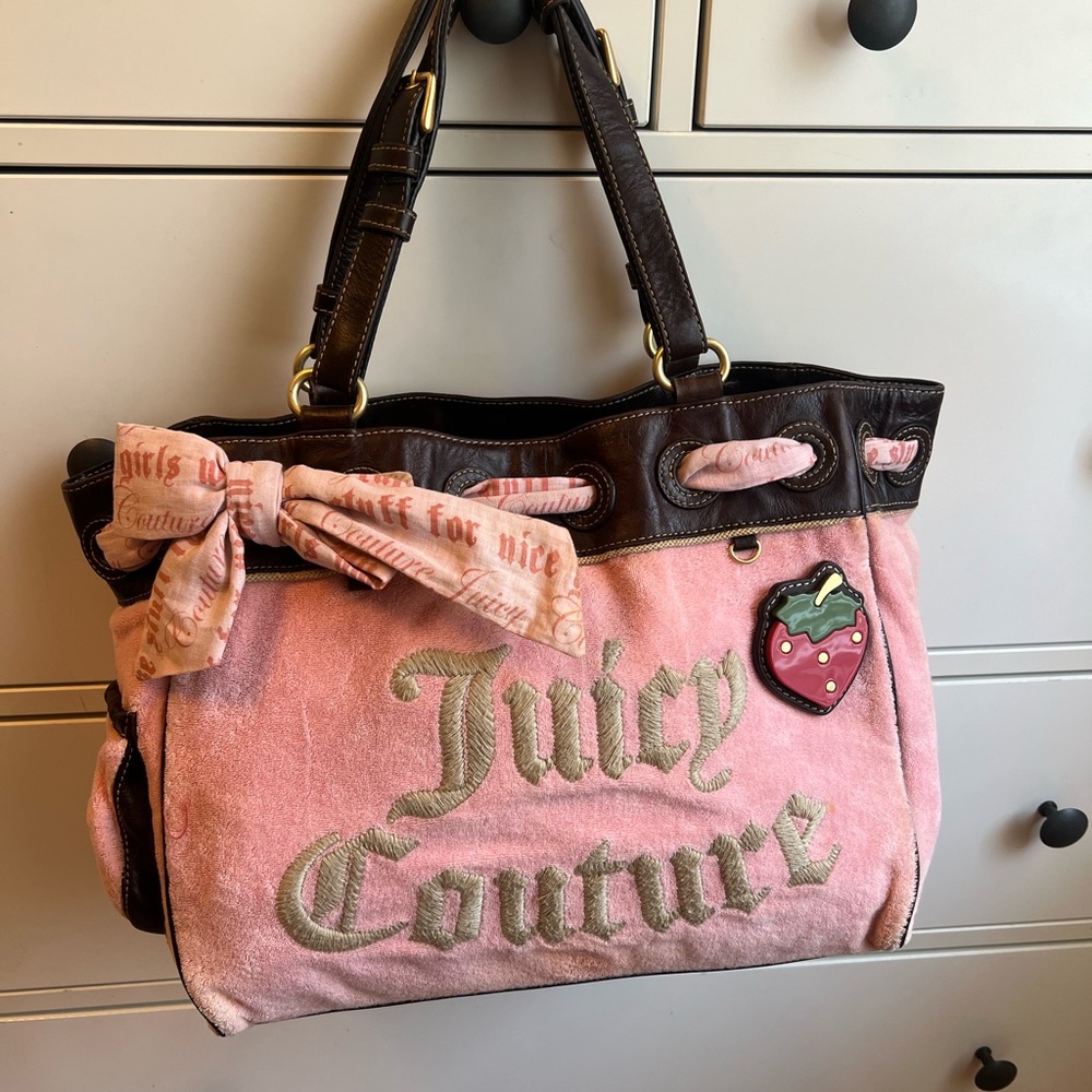 Vintage Juicy Couture Pink and Brown Women's Bag